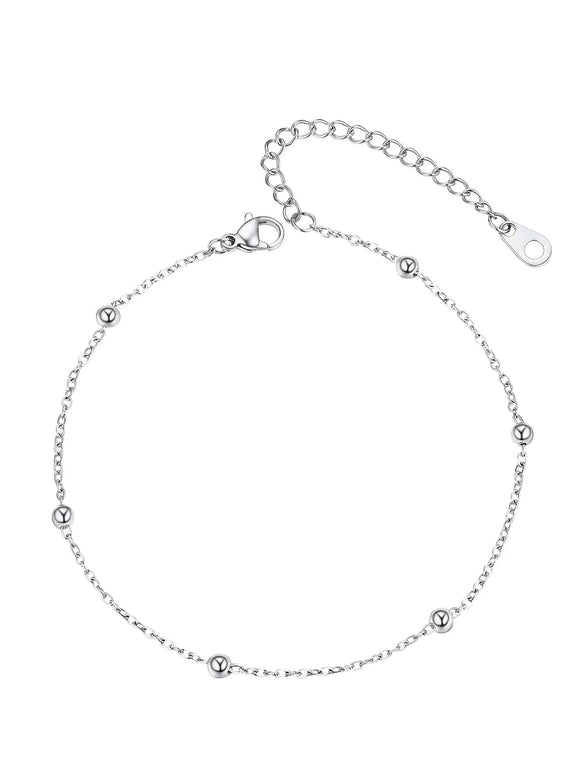 Simple Women's Stainless Steel Double Layer Chain Anklet With Heart Shaped Pendant Fashion Jewelry Accessory