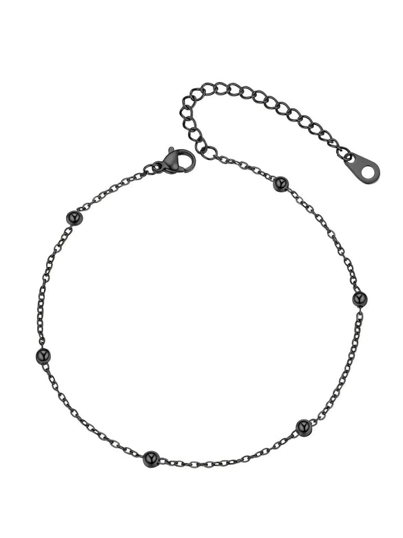 Simple Women's Stainless Steel Double Layer Chain Anklet With Heart Shaped Pendant Fashion Jewelry Accessory