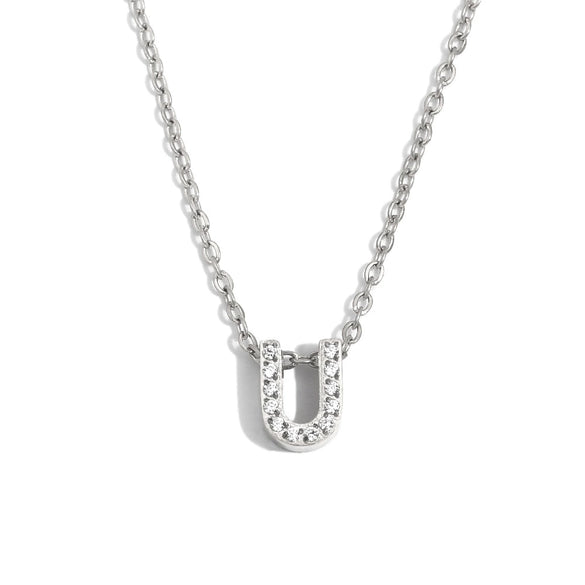 Simple Women's Stainless Steel Plated 18K Gold Letter Pendant Necklace With Electroplating