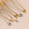 Simple Women's Stainless Steel Plated 18K Gold Letter Pendant Necklace With Electroplating