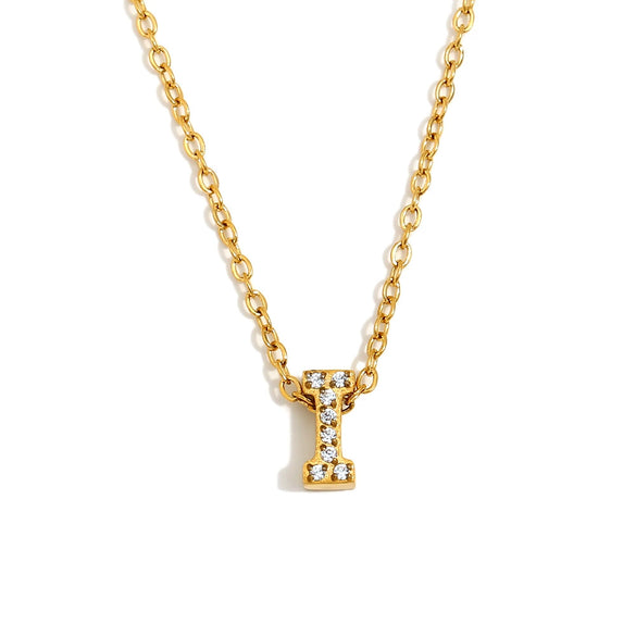 Simple Women's Stainless Steel Plated 18K Gold Letter Pendant Necklace With Electroplating