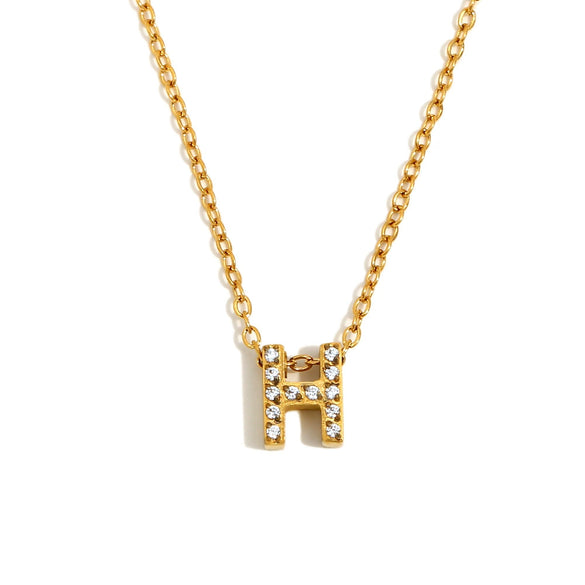 Simple Women's Stainless Steel Plated 18K Gold Letter Pendant Necklace With Electroplating