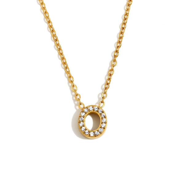 Simple Women's Stainless Steel Plated 18K Gold Letter Pendant Necklace With Electroplating