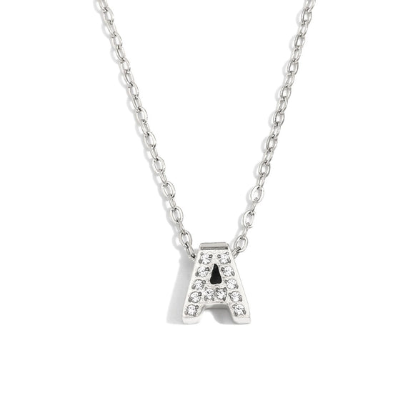 Simple Women's Stainless Steel Plated 18K Gold Letter Pendant Necklace With Electroplating