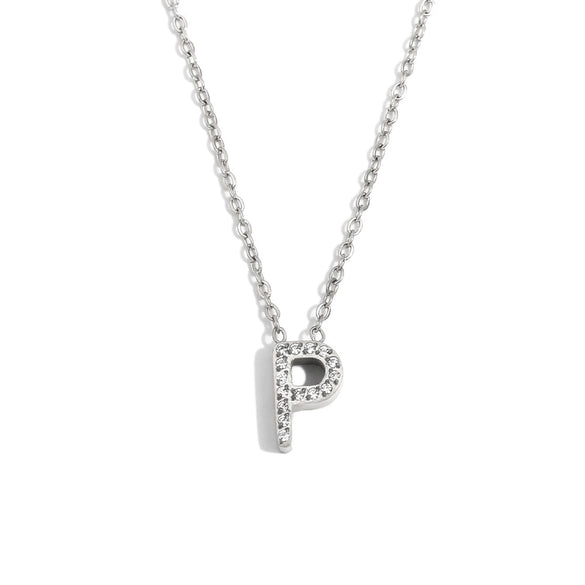 Simple Women's Stainless Steel Plated 18K Gold Letter Pendant Necklace With Electroplating