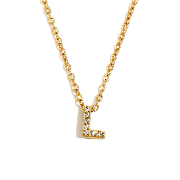 Simple Women's Stainless Steel Plated 18K Gold Letter Pendant Necklace With Electroplating