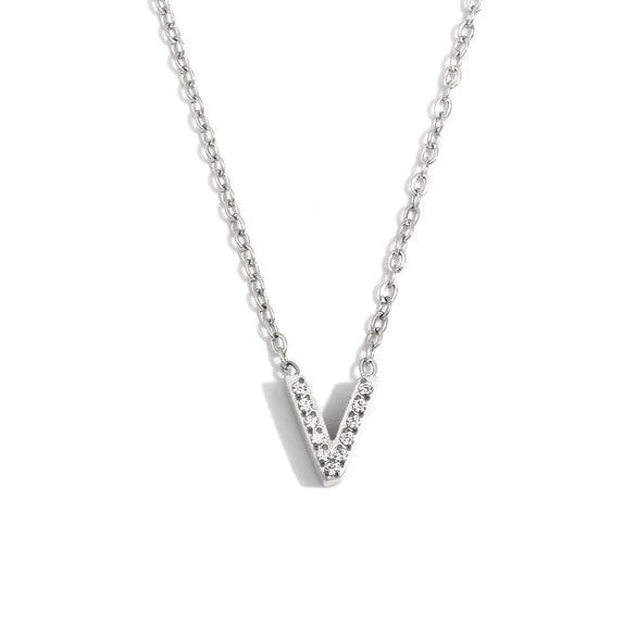 Simple Women's Stainless Steel Plated 18K Gold Letter Pendant Necklace With Electroplating