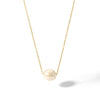 Simple Women's Titanium Steel Necklace With 18K Gold And Single Freshwater Pearl Geometric Styling Pvdp Furnace Real Gold Treatment