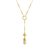 Simple Y Shaped Geometric Cross Diamond Necklace Copper Vacuum Electroplating 18K Gold For Women