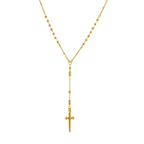 Simple Y Shaped Geometric Cross Diamond Necklace Copper Vacuum Electroplating 18K Gold For Women