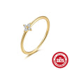 Simple Zircon Fine Ring For Women 925 Sterling Silver With Geometric Design And Electroplating