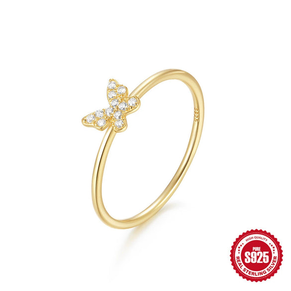 Simple Zircon Fine Ring For Women 925 Sterling Silver With Geometric Design And Electroplating