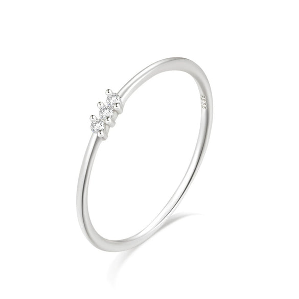 Simple Zircon Fine Ring For Women 925 Sterling Silver With Geometric Design And Electroplating