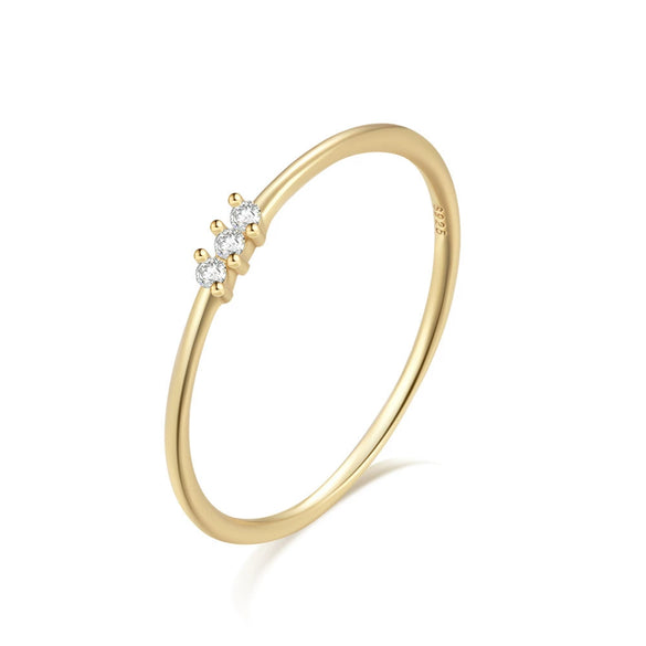Simple Zircon Fine Ring For Women 925 Sterling Silver With Geometric Design And Electroplating
