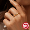 Simple Zircon Fine Ring For Women 925 Sterling Silver With Geometric Design And Electroplating