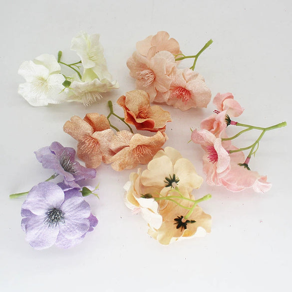 Simulation Diamond Trigeminal Velvet Silk Cherry Blossom Diy Handmade Wreath Jewelry Material Decorative Flower Head