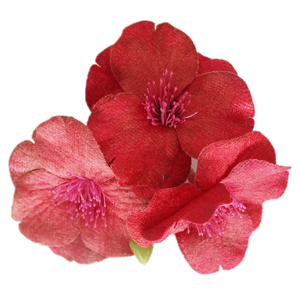 Simulation Diamond Trigeminal Velvet Silk Cherry Blossom Diy Handmade Wreath Jewelry Material Decorative Flower Head