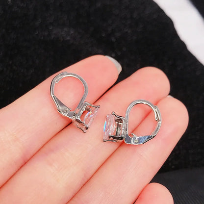 Simulation Moissan Diamond Earrings Square Diamond Copper Earrings