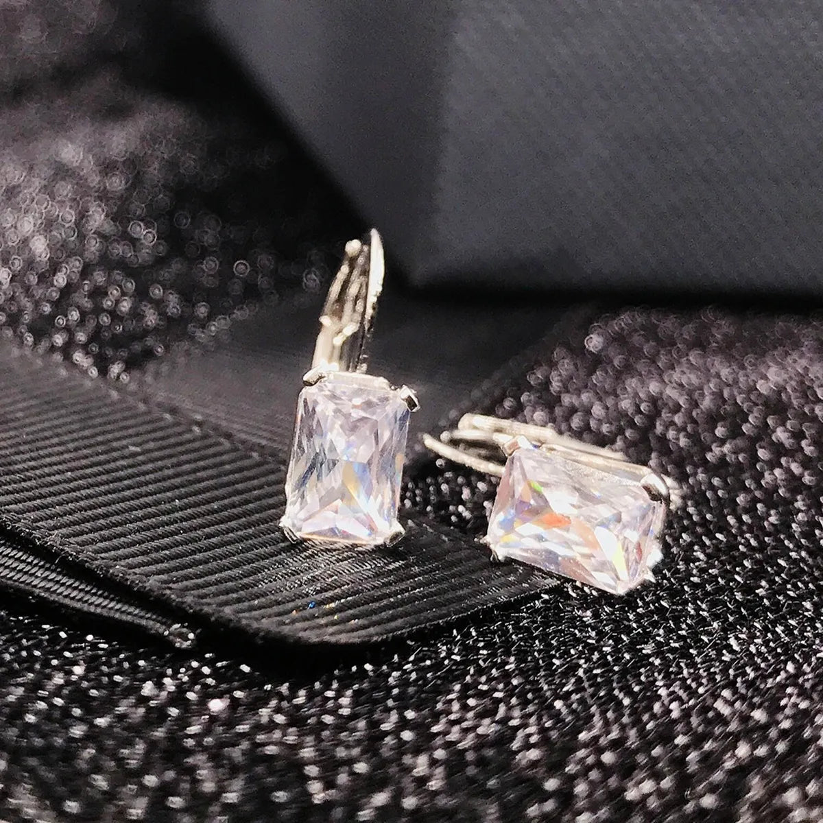 Simulation Moissan Diamond Earrings Square Diamond Copper Earrings