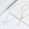 Single Pearl Pendant Necklace Natural Baroque Freshwater Pearl Silver Geometric Clavicle Chain Electroplating Simple Minimalist Design For Women