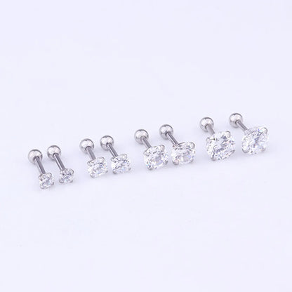 Fashion Geometric Inlaid Zircon Stainless Steel Ear Studs