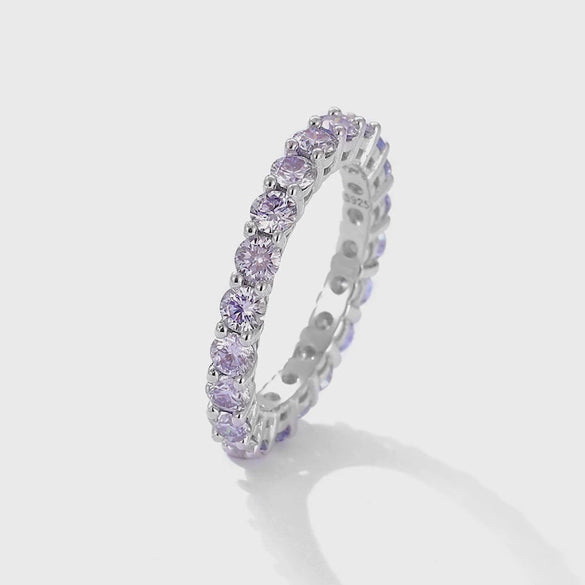 Single Row Diamond Finger Ring For Women Sterling Silver Geometric Simple Light Luxury Niche Design Full Diamond Ring