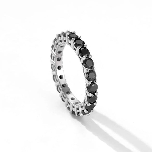 Single Row Diamond Finger Ring For Women Sterling Silver Geometric Simple Light Luxury Niche Design Full Diamond Ring