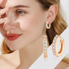 Single Row Sparkling Kstyle Earrings Copper Jewelry With Geometric Design Electroplated