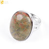 Single Semiprecious Stone Ring Copper Ring Adjustable Female Ring Multicolor Mixed Batch Oval Convex Natural Stone Creative Gift