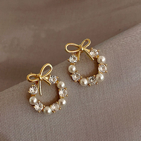 Small Bowknot Electroplated Fashionable Internet Popular Elegant All Match Earrings For Women
