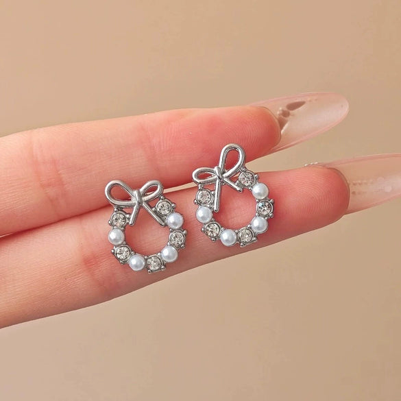 Small Bowknot Electroplated Fashionable Internet Popular Elegant All Match Earrings For Women
