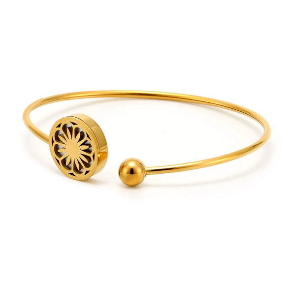 Small Crumple Chrysanthemum Sea Water Shell Elastic Cord Adjustable Open Bracelet In Titanium Steel With Electroplating Fashion Ol Style