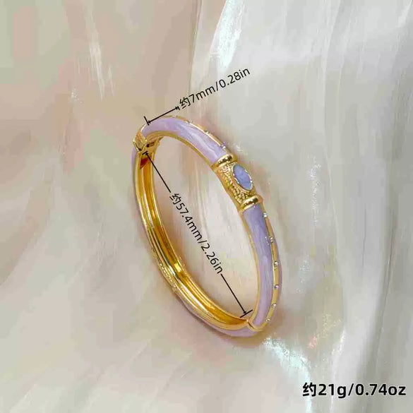 Small Diamond Enamel Pattern Bracelet With Plated Finish Elegant Lightweight Versatile Accessory For Everyday Styling