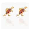 Small Dinosaur Element Earrings Copper Zircon Plated Real Gold Color Jewelry
