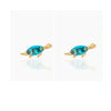 Small Dinosaur Element Earrings Copper Zircon Plated Real Gold Color Jewelry
