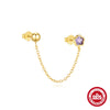 Small Ear Clip Earrings S925 Silver Niche Design Light Luxury Six Pointed Star Geometric Element Diamond Sleeve Chain