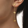 Small Flower Tassel Earrings And Clavicle Chain Set Stainless Steel Pvd Plated Light Luxury Plant Flower Pattern Jewelry For Women