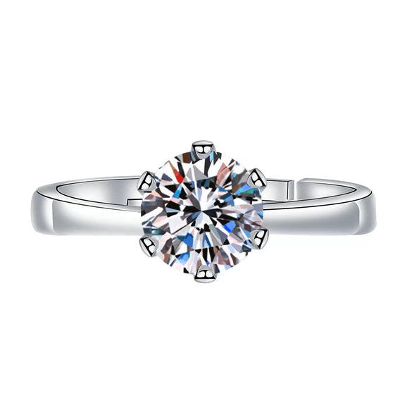 Small Fresh Classic Sixclaw Proposal Wedding Ring In Fashion Style With Geometric Design Silver Plated Electroplating Treatment