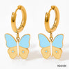 Small Fresh Cream Butterfly Ear Buckle Fun Cute Girl Stainless Steel Earrings With Butterfly Element And Electroplating Treatment