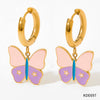 Small Fresh Cream Butterfly Ear Buckle Fun Cute Girl Stainless Steel Earrings With Butterfly Element And Electroplating Treatment