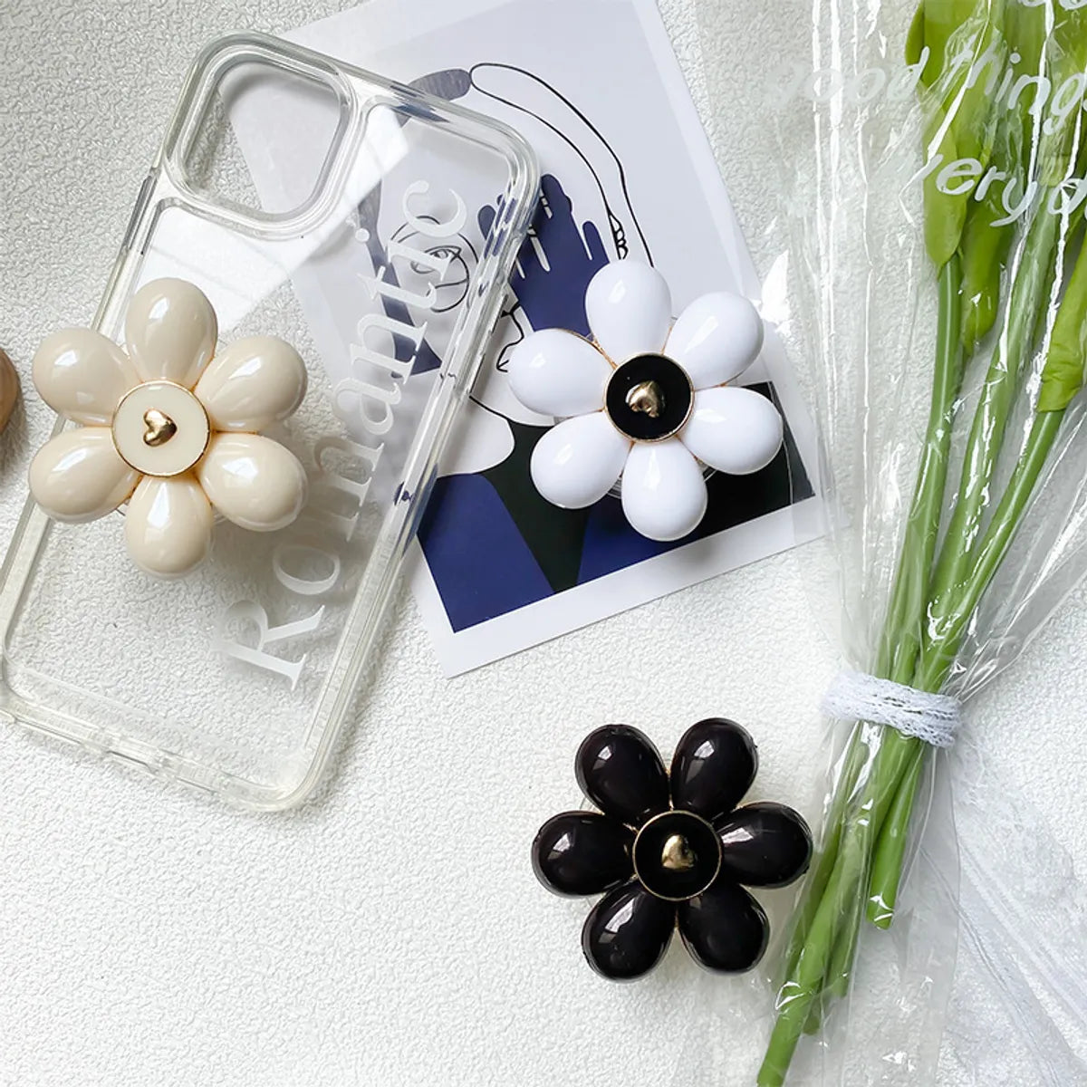 Small Fresh Flower Three-Dimensional Stable Portable Mobile Phone Holder