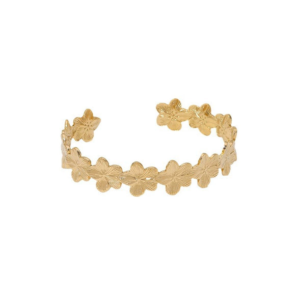 Small Fresh Flower Titanium Steel Bracelet With Niche Design 18K Gold Non Fading Electroplated For Women