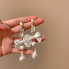 Small Fresh Sweet Flower Fabric Earrings With Electroplating Treatment