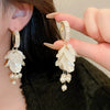 Small Fresh Sweet Flower Fabric Earrings With Electroplating Treatment