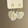 Small Fresh Sweet Flower Fabric Earrings With Electroplating Treatment