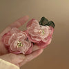 Small Fresh Sweet Flower Fabric Earrings With Electroplating Treatment
