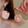 Small Fresh Sweet Flower Fabric Earrings With Electroplating Treatment