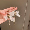 Small Fresh Sweet Flower Fabric Earrings With Electroplating Treatment