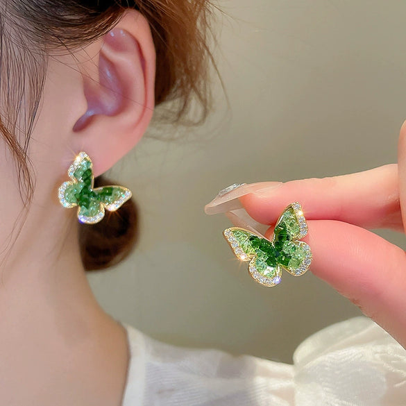Small Fresh Sweet Flower Fabric Earrings With Electroplating Treatment
