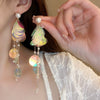 Small Fresh Sweet Flower Fabric Earrings With Electroplating Treatment